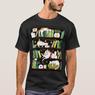 Camiseta Gatos de biblioteca - gatos caprichosos en los est
