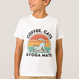 Camiseta Gatos De Café Y Alfombras De Yoga Meditación Mujer