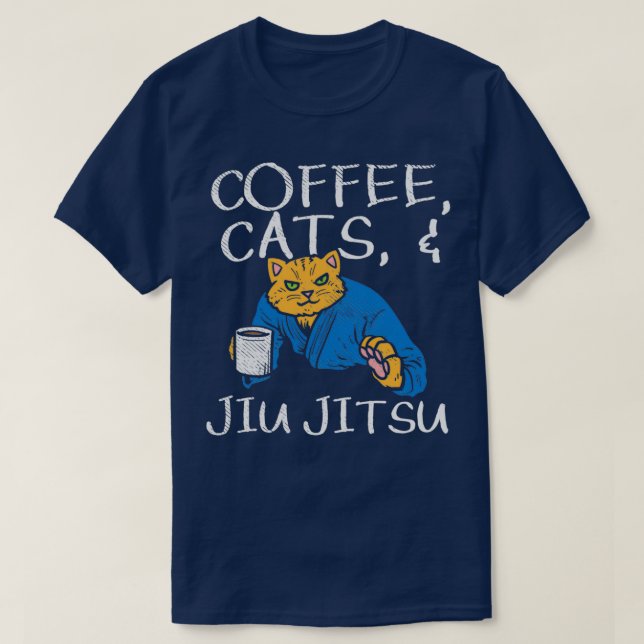 Camiseta Gatos De Café Y Jiu Jitsu Pelea Brasileña Jiu Jits (Diseño del anverso)