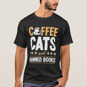 Camiseta Gatos De Café Y Libros Prohibidos Mamá De Gato Lit