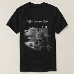 Camiseta Gatos de café y tienda de café Cat Lluvia