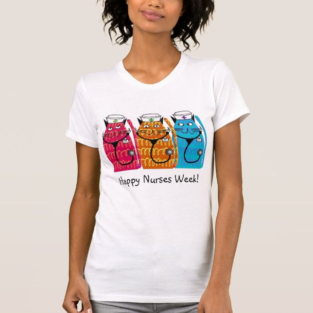 Camiseta Gatos de enfermeras de la Semana de Enfermeras Fel (Anverso)