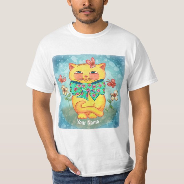 Camiseta Gatos de flores amarillas (Anverso)