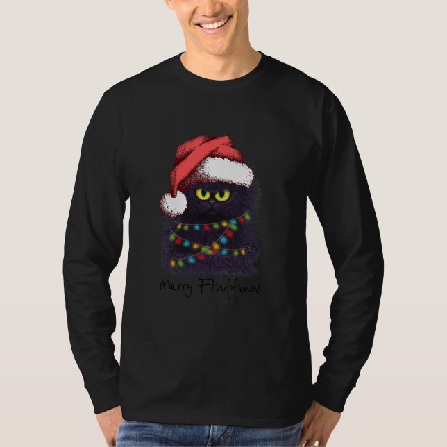 Camiseta Gatos De Fluffmas De Cerezo Con Luces De Noche De  (Anverso)