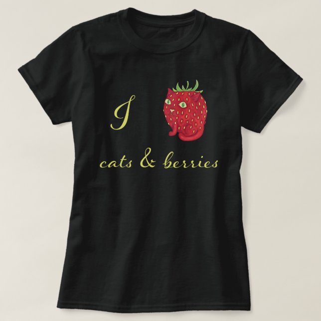 Camiseta Gatos de fresa gatos y bayas (Diseño del anverso)