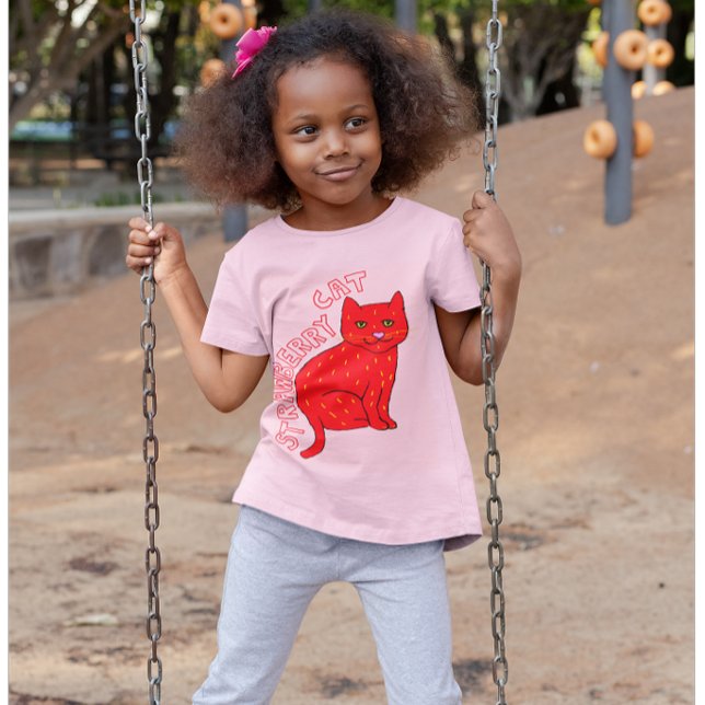 Camiseta Gatos de fresa niños gatos rosas lindo elegante (Subido por el creador)