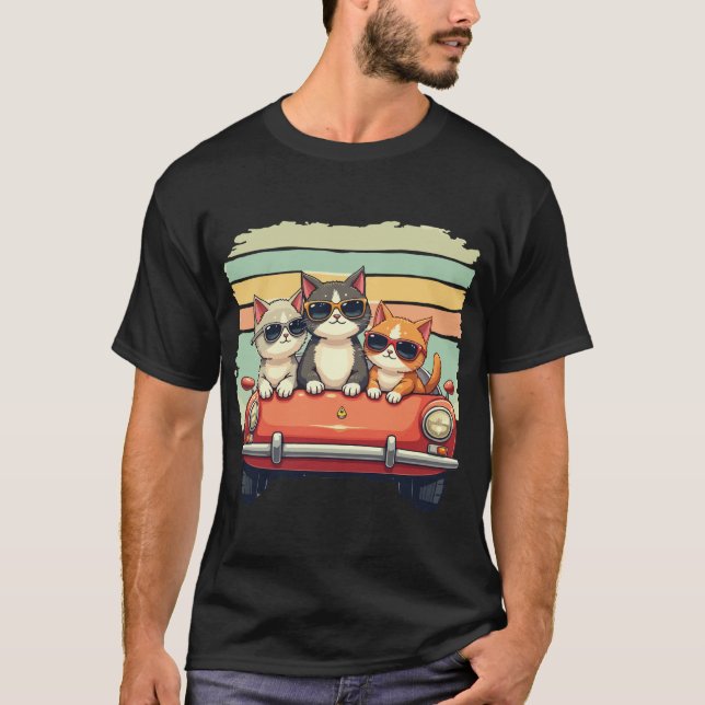Camiseta Gatos de Guay en marcha: Vibes retro en estilo (Anverso)