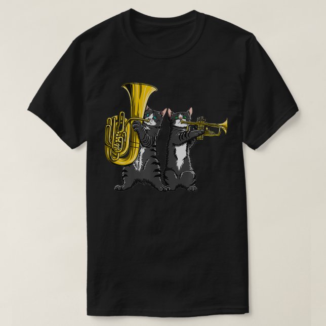 Camiseta Gatos de Guay tocando música divertida de jazz, tu (Diseño del anverso)