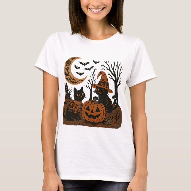 Camiseta Gatos de Halloween (Anverso)