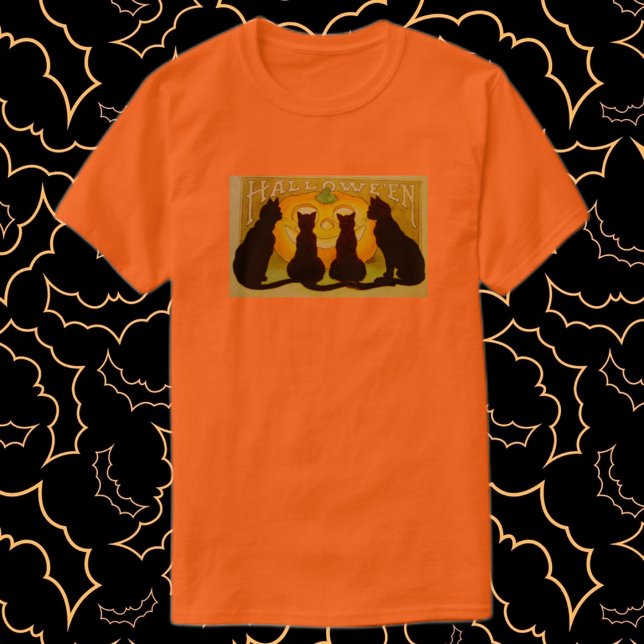 Camiseta Gatos de Halloween de época y Jack O'Lantern (Subido por el creador)