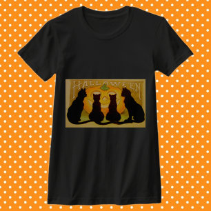 Camiseta Gatos de Halloween de época y Jack O'Lantern