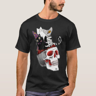 Camiseta Gatos de Halloween fantasmales saliendo del cerebr