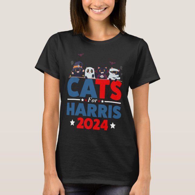 Camiseta Gatos De Harris 2024 - Halloween Kamala Harris (Anverso)