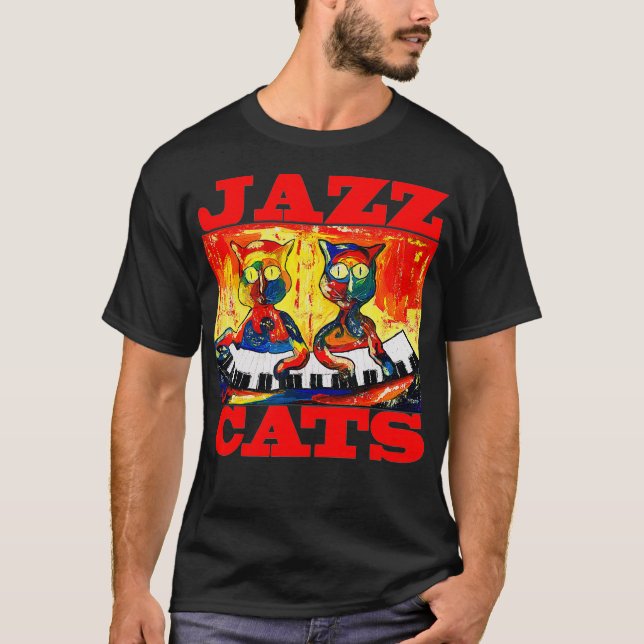 Camiseta Gatos de Jazz para gato amante del gato jugando al (Anverso)