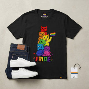 Camiseta Gatos de la bandera LGBTQ Feliz Purride Mes del Or