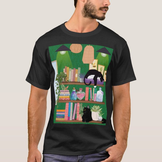 Camiseta Gatos de librería (Anverso)