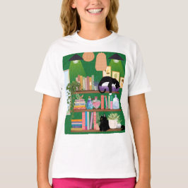 Camiseta Gatos de librería