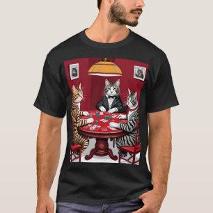 Camiseta Gatos de mesa jugando al póquer