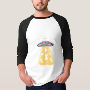 Camiseta gatos de nave espacial alienígenas diseño de ama