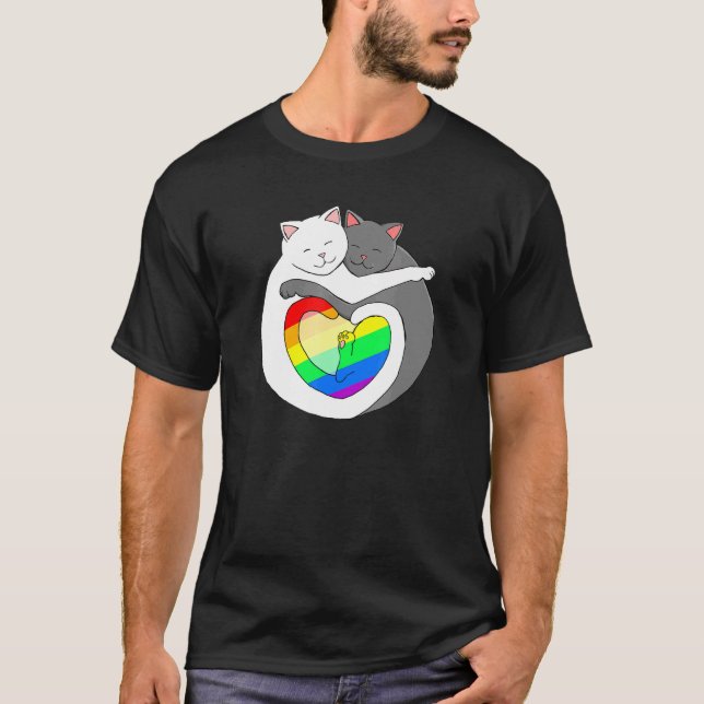 Camiseta Gatos De Orgullo Arcoiris Cute Kitten Lgbtqia (Anverso)