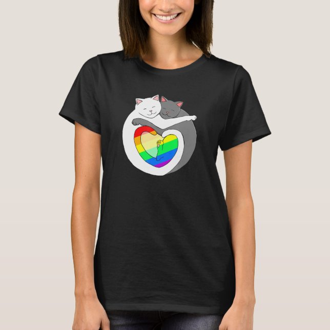 Camiseta Gatos De Orgullo Arcoiris Cute Kitten Lgbtqia (Anverso)