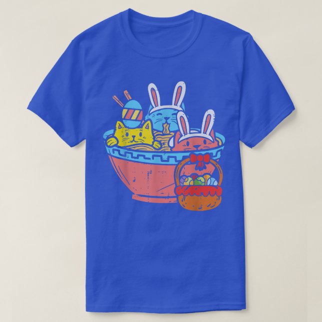 Camiseta Gatos de Pascua Ramen Bunny Oars Egg Kawaii Japoné (Diseño del anverso)
