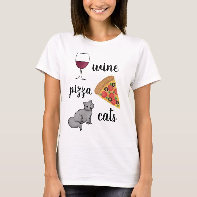 Camiseta Gatos de pizza de vino (Anverso)