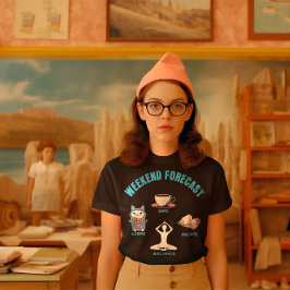 Camiseta Gatos de previsión de fin de semana, café, libros,