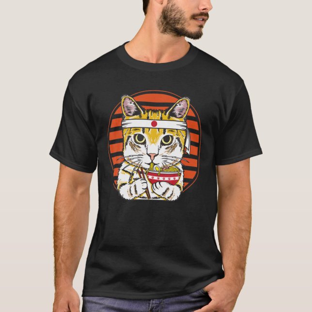 Camiseta Gatos de Ramen retro de fideos japoneses estéticos (Anverso)