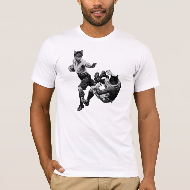 Camiseta gatos de rugby de época divertida (Anverso)