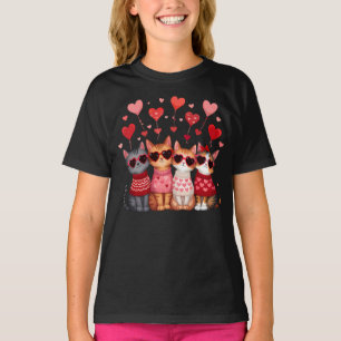 Camiseta Gatos de San Valentín en gafas de sol de corazón