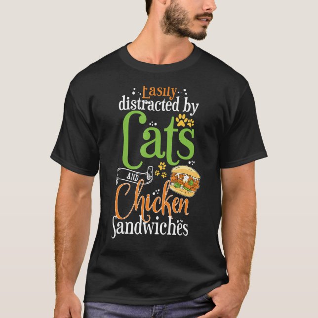 Camiseta Gatos de sandwich de pollo y hamburguesa de pollo (Anverso)