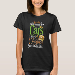Camiseta Gatos de sandwich de pollo y hamburguesa de pollo