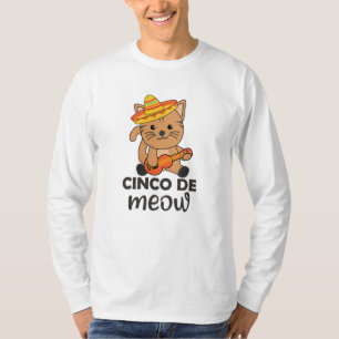 Camiseta Gatos de Sombrero Mexicanos Cat Cinco De Meow