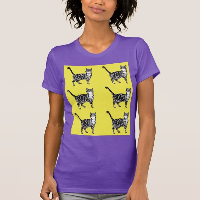 Camiseta Gatos de Tabby Gatos lindos mascotas a rayas T-Shi (Anverso)