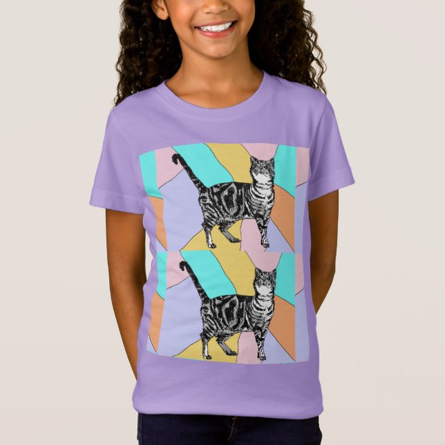 Camiseta Gatos de Tabby Gatos mascotas lindos a rayas chica (Anverso)