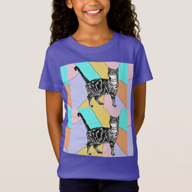 Camiseta Gatos de Tabby Gatos mascotas lindos a rayas chica (Anverso)