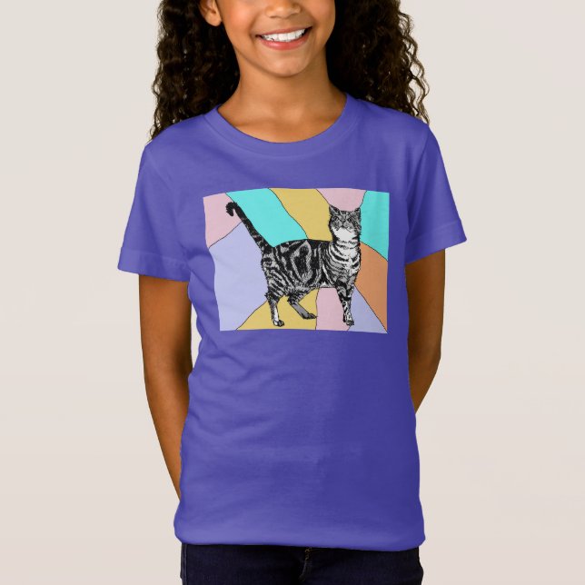 Camiseta Gatos de Tabby Gatos mascotas lindos a rayas chica (Anverso)
