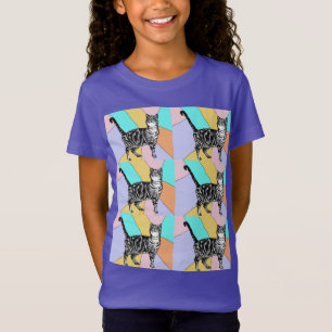 Camiseta Gatos de Tabby Gatos mascotas lindos a rayas chica