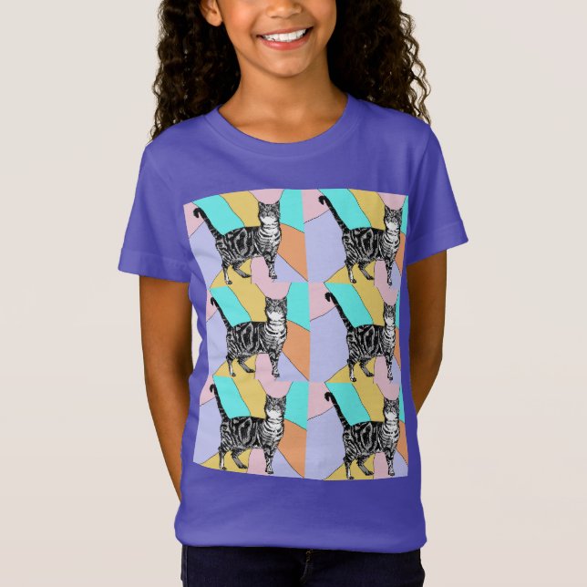 Camiseta Gatos de Tabby Gatos mascotas lindos a rayas chica (Anverso)