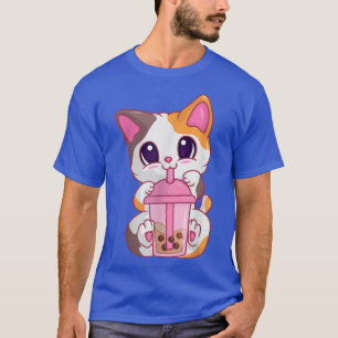 Camiseta Gatos de té de burbujas para mujeres, Kawaii Menek
