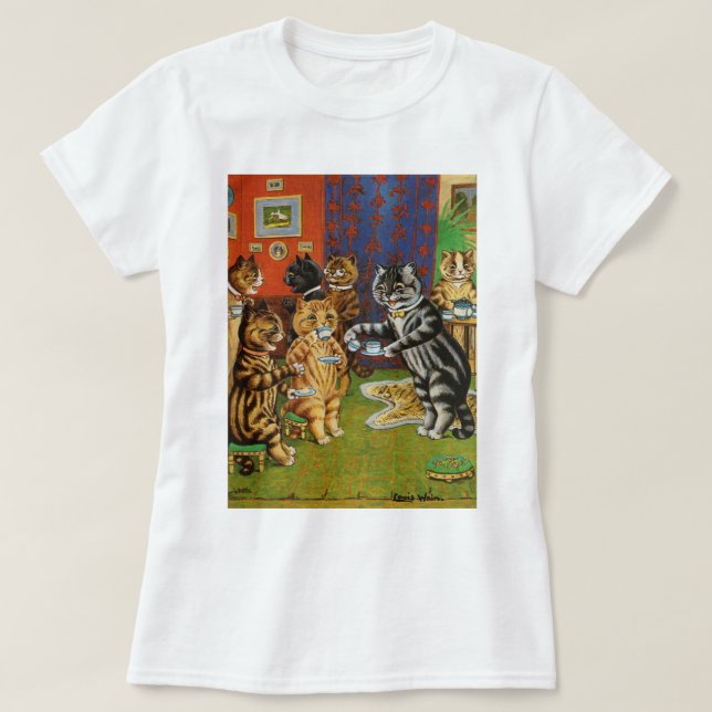 Camiseta Gatos de té por la tarde, Louis Wain (Diseño del anverso)