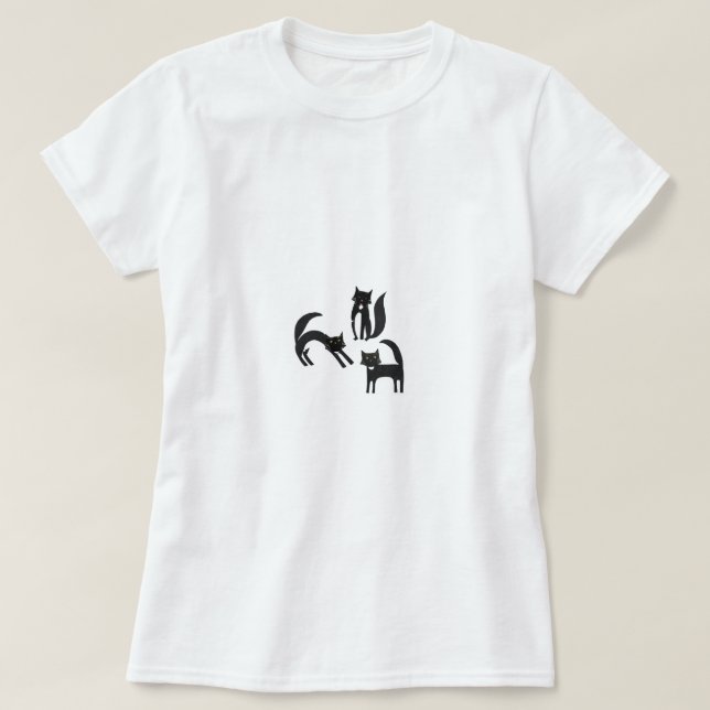 Camiseta Gatos de Tuxedo en blanco y negro (Diseño del anverso)