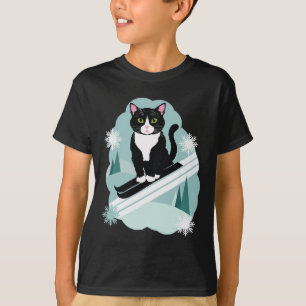 Camiseta Gatos De Tuxedo Y Hinchas De Deportes De Invierno