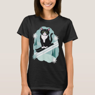 Camiseta Gatos De Tuxedo Y Hinchas De Deportes De Invierno