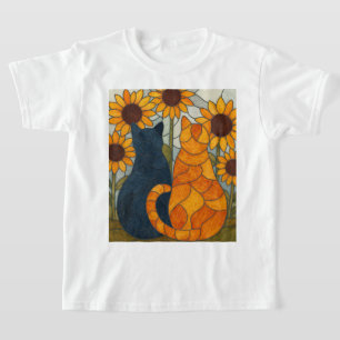 Camiseta Gatos de Vidrio Emplomado y Diseño de Arte de Gira