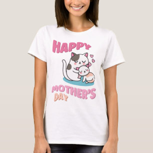 Camiseta Gatos del Día de la Madre, estilo kawaii