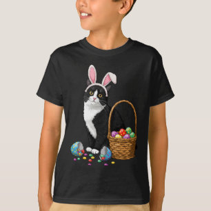 Camiseta Gatos del día de Pascua orejas de conejo huevos gr