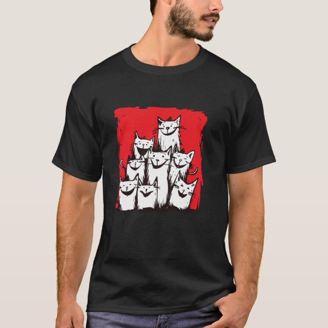 Camiseta Gatos desatan expresiones alegres (Anverso)