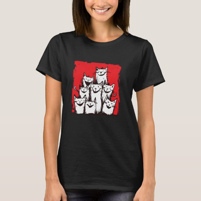 Camiseta Gatos desatan expresiones alegres amor (Anverso)